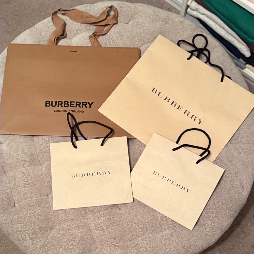 Burberry Beige and Brown Shopping Bags